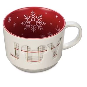 DisneyParks Mickey Icon Joy Snowflakes Holiday Christmas Ceramic Coffee Mug NWT